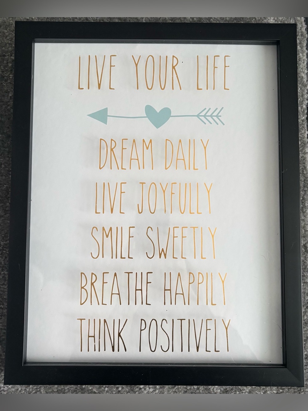 Hobby Lobby Mint Heart & Gold Lettering Inspirational Wall Art 12” x 15”